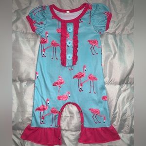 Boutique flamingo romper outfit